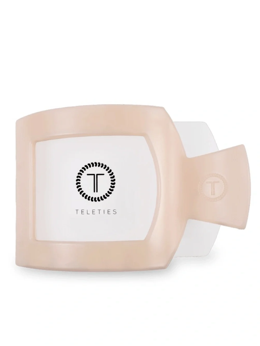 TELETIES • Almond Beige Small Flat Square Hair Clip • New in Packaging